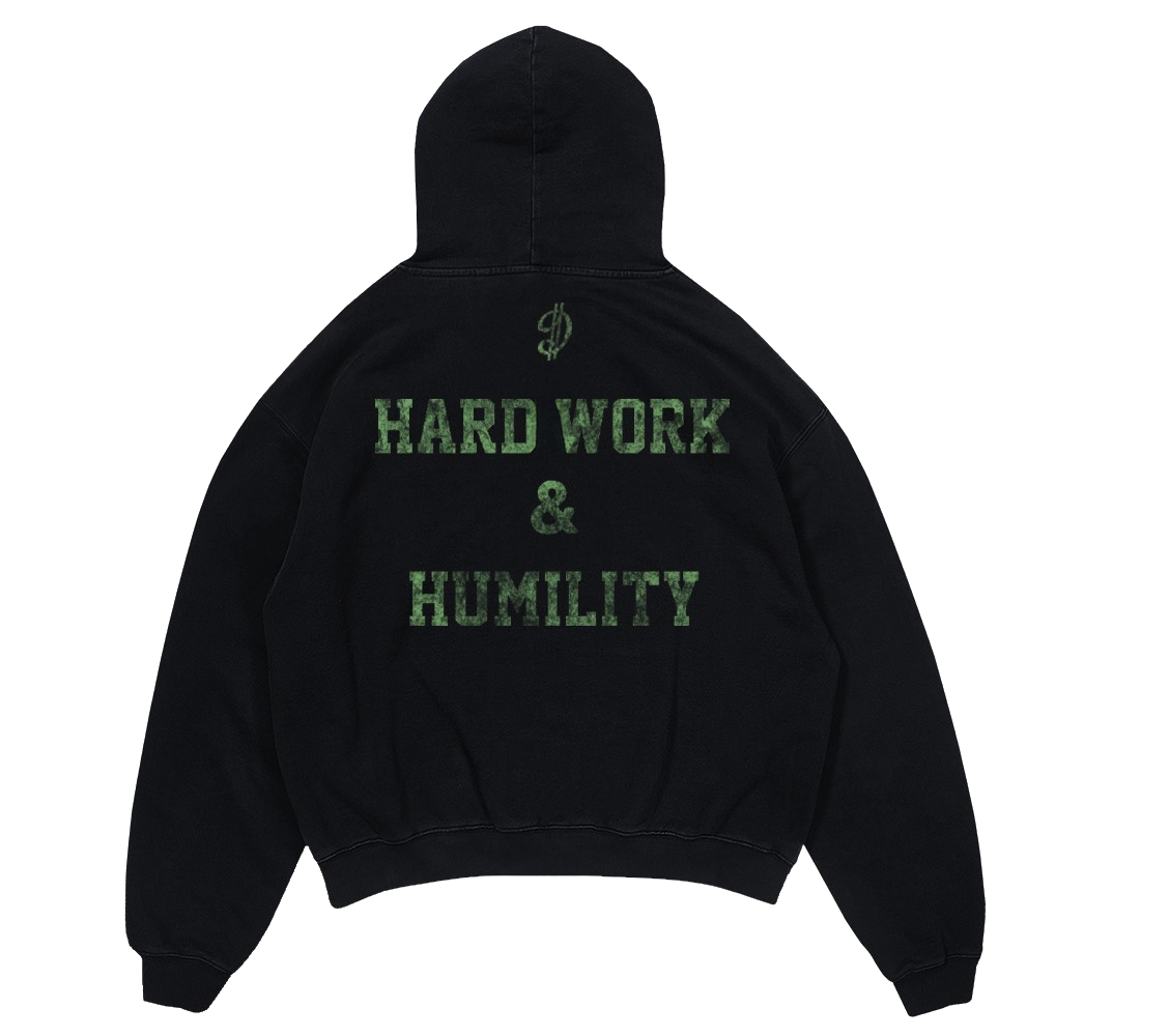 DAME D.O.L.L.A. H & H DISTRESSED PRINT HOODIE (BLACK)