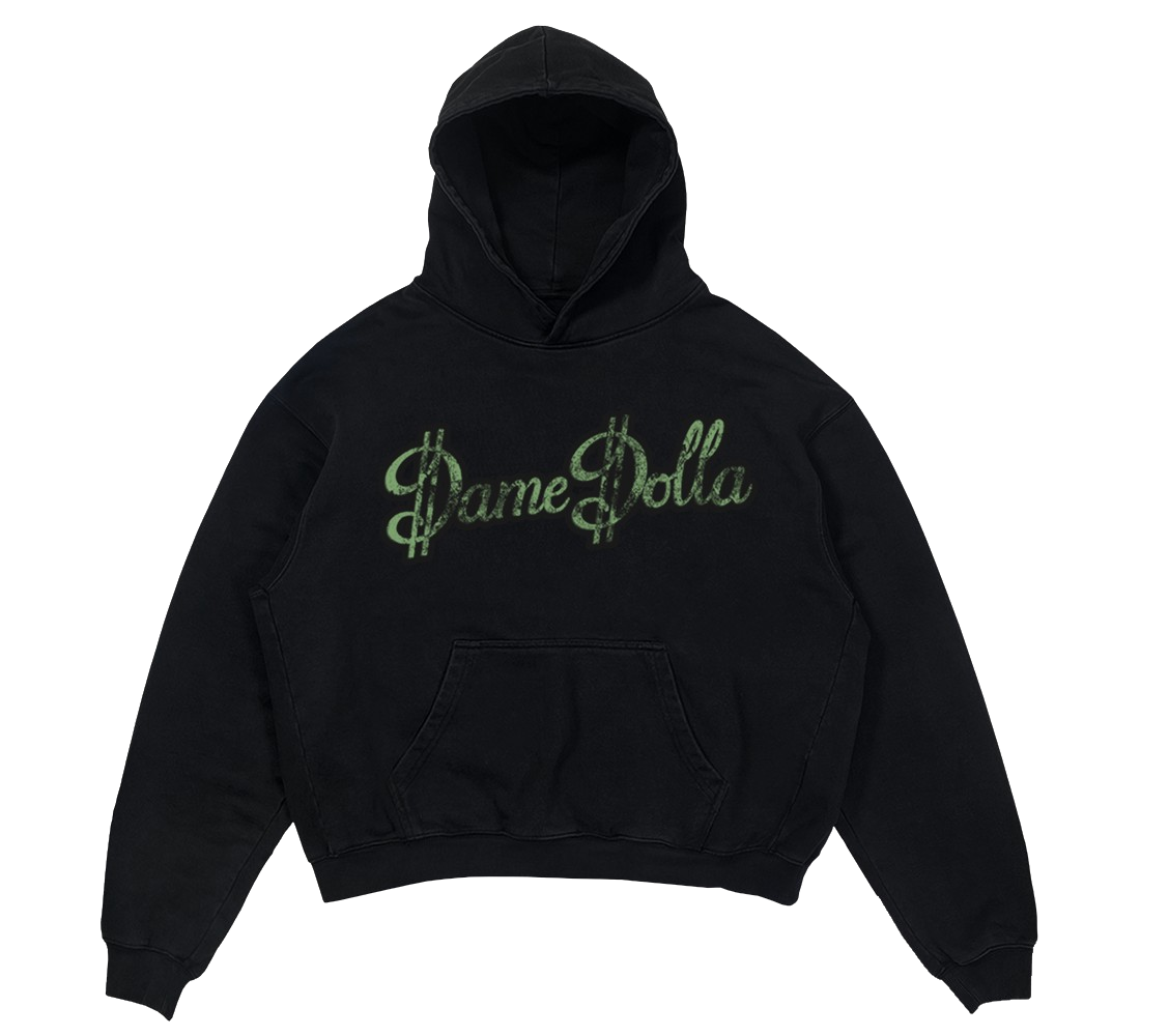 DAME D.O.L.L.A. H & H DISTRESSED PRINT HOODIE (BLACK)