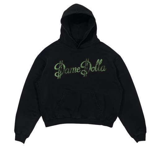 DAME D.O.L.L.A. H & H DISTRESSED PRINT HOODIE (BLACK)
